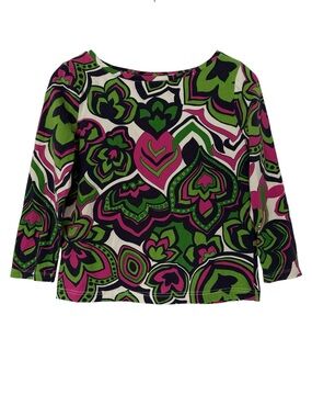 Talbots Bright Multicoloured Bold Geometric Floral Print Boatneck Petites